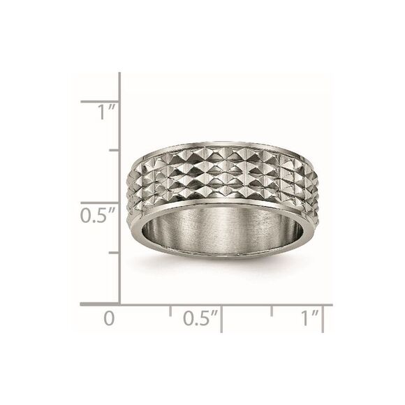 Kazi Luxury Chisel Titanium Polished 8mm Studded Band